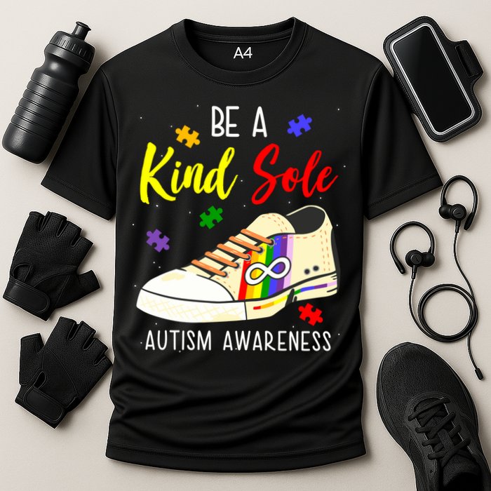 Be A Kind Sole Autism Awareness Puzzle Shoe Cooling Performance Crew T-Shirt