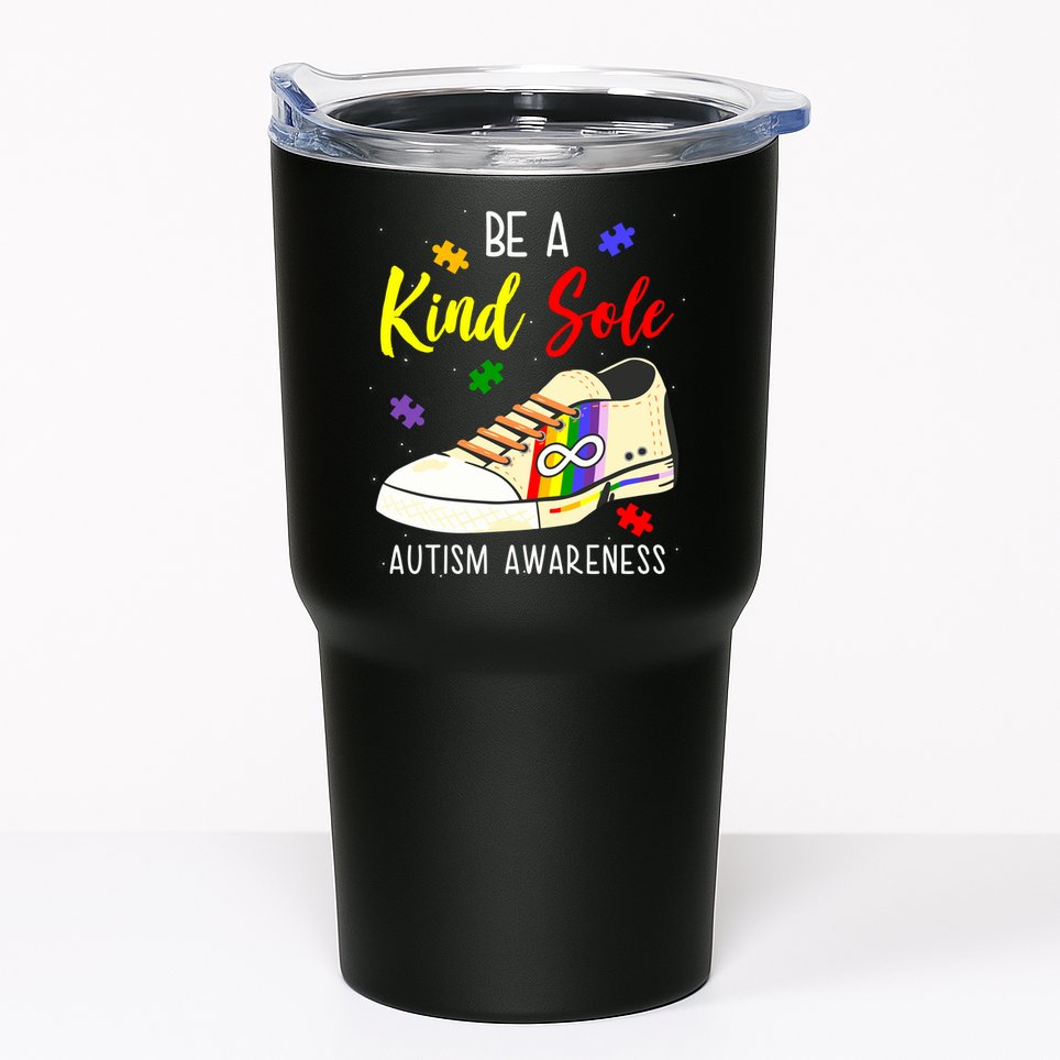 Be A Kind Sole Autism Awareness Puzzle Shoe Tumbler