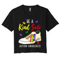 Be A Kind Sole Autism Awareness Puzzle Shoe Women's Crop Top Tee