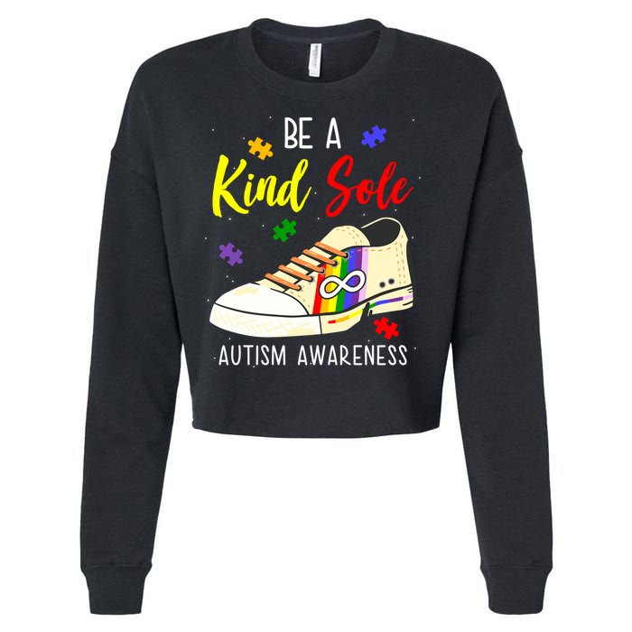 Be A Kind Sole Autism Awareness Puzzle Shoe Cropped Pullover Crew