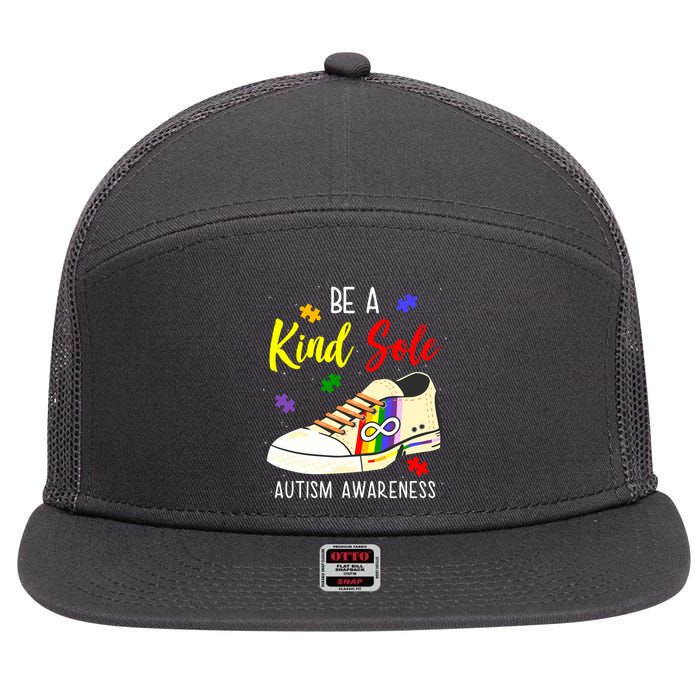 Be A Kind Sole Autism Awareness Puzzle Shoe 7 Panel Mesh Trucker Snapback Hat