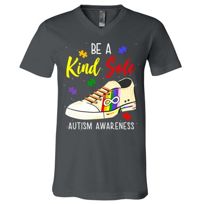 Be A Kind Sole Autism Awareness Puzzle Shoe V-Neck T-Shirt