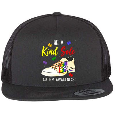 Be A Kind Sole Autism Awareness Puzzle Shoe Flat Bill Trucker Hat