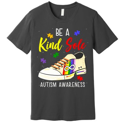 Be A Kind Sole Autism Awareness Puzzle Shoe Premium T-Shirt
