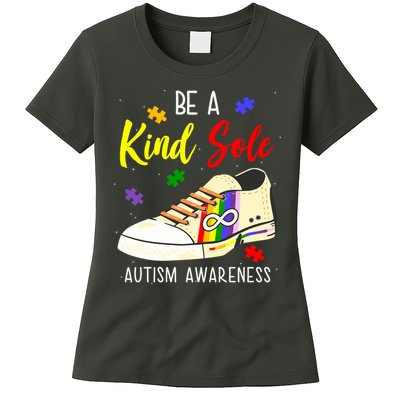 Be A Kind Sole Autism Awareness Puzzle Shoe Womens T-Shirt