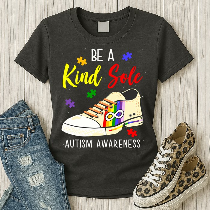 Be A Kind Sole Autism Awareness Puzzle Shoe Womens T-Shirt