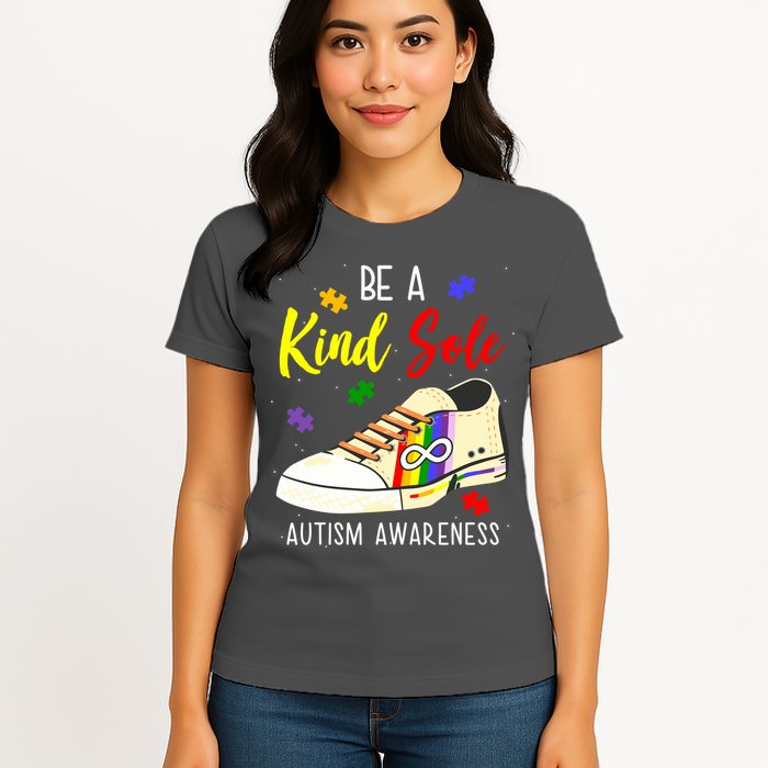 Be A Kind Sole Autism Awareness Puzzle Shoe Womens T-Shirt