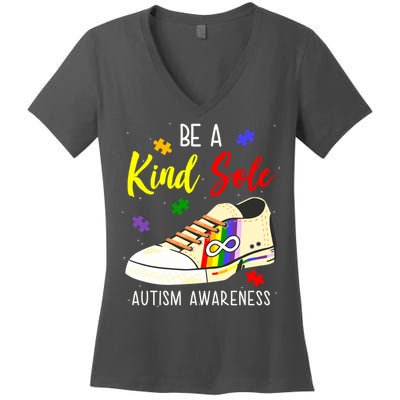 Be A Kind Sole Autism Awareness Puzzle Shoe Women's V-Neck T-Shirt