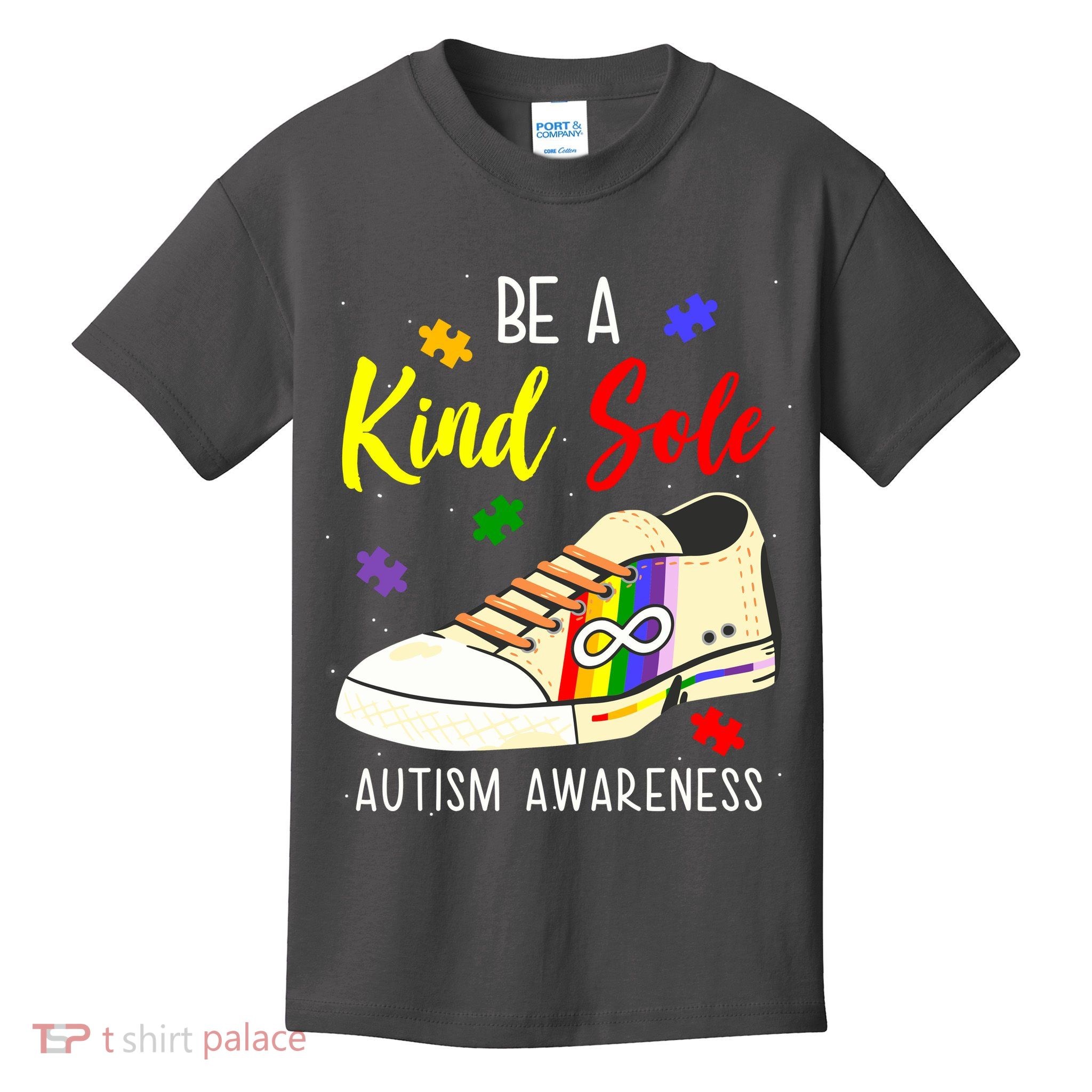 Be A Kind Sole Autism Awareness Puzzle Shoe Kids T-Shirt