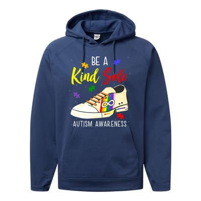 Be A Kind Sole Autism Awareness Puzzle Shoe Performance Fleece Hoodie