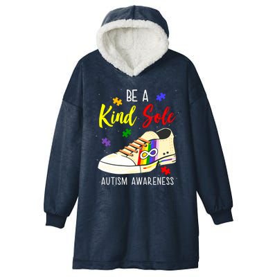 Be A Kind Sole Autism Awareness Puzzle Shoe Hooded Wearable Blanket