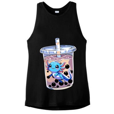 Boba Axolotl Kawaii Axolotl Bubble Tea Boba Ladies PosiCharge Tri-Blend Wicking Tank