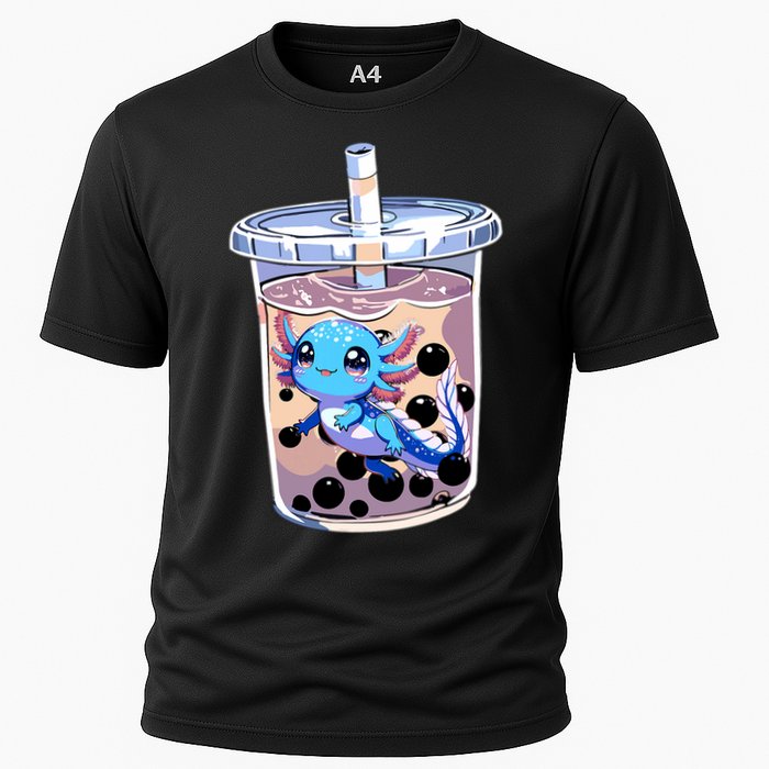 Boba Axolotl Kawaii Axolotl Bubble Tea Boba Cooling Performance Crew T-Shirt