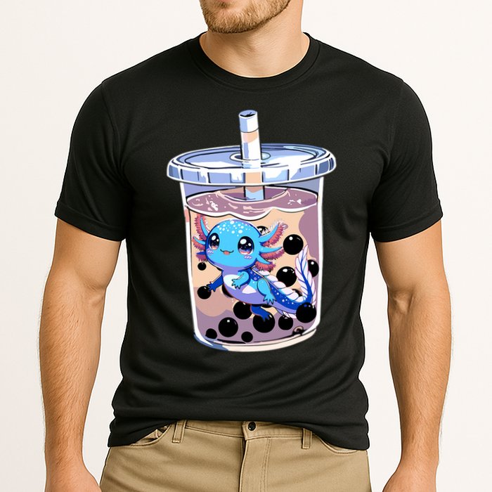 Boba Axolotl Kawaii Axolotl Bubble Tea Boba Cooling Performance Crew T-Shirt