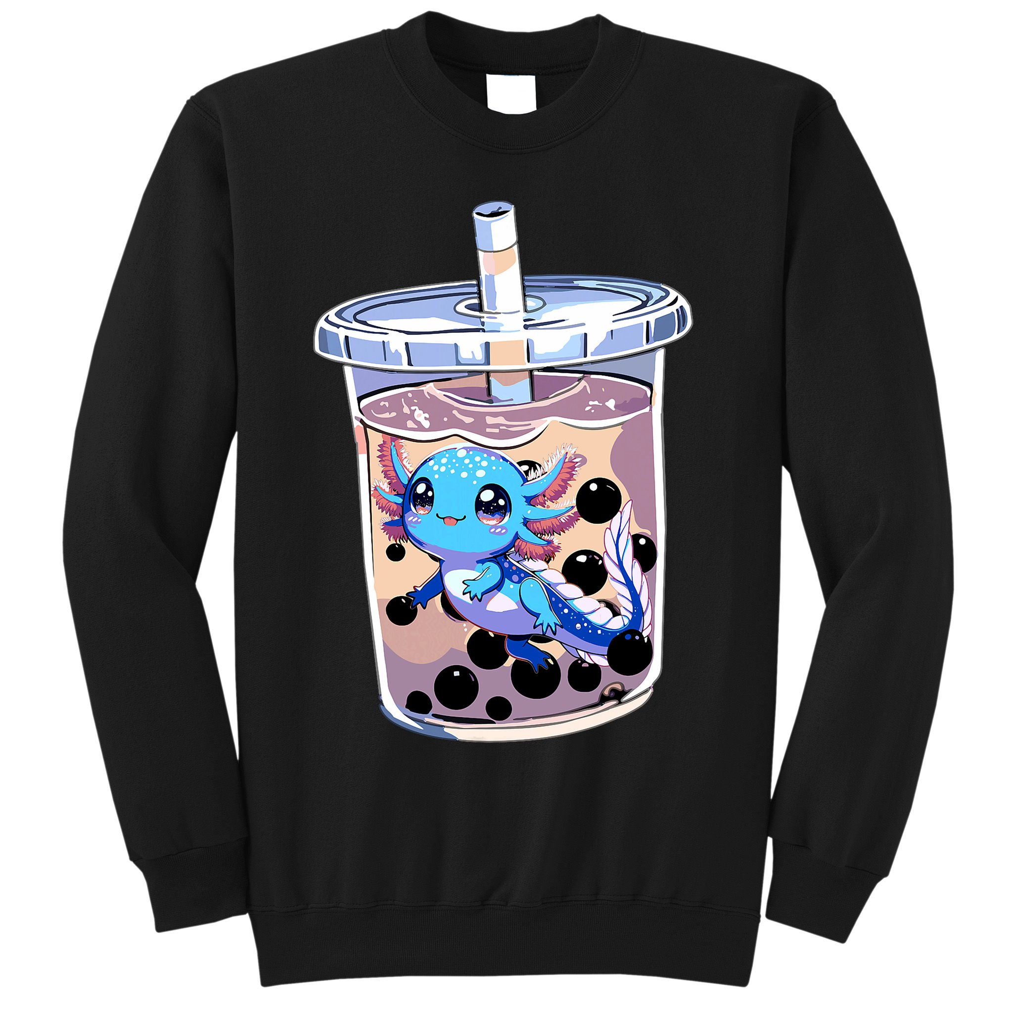 Boba Axolotl Kawaii Axolotl Bubble Tea Boba Sweatshirt