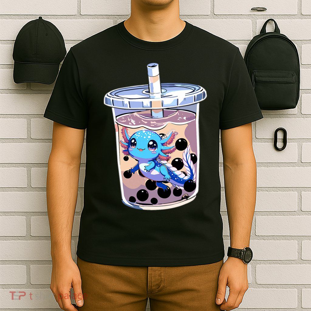 Boba Axolotl Kawaii Axolotl Bubble Tea Boba T-Shirt