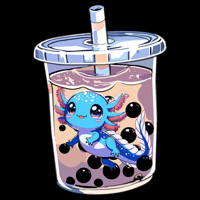 Boba Axolotl Kawaii Axolotl Bubble Tea Boba Button