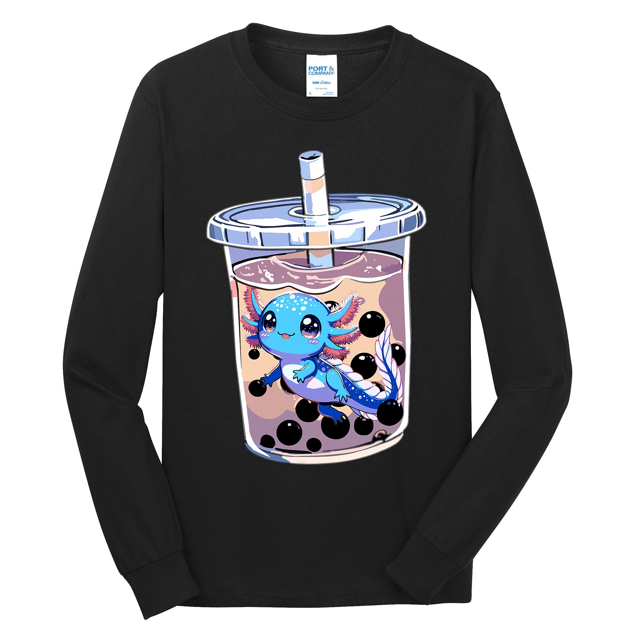 Boba Axolotl Kawaii Axolotl Bubble Tea Boba Tall Long Sleeve T-Shirt