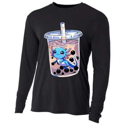 Boba Axolotl Kawaii Axolotl Bubble Tea Boba Cooling Performance Long Sleeve Crew