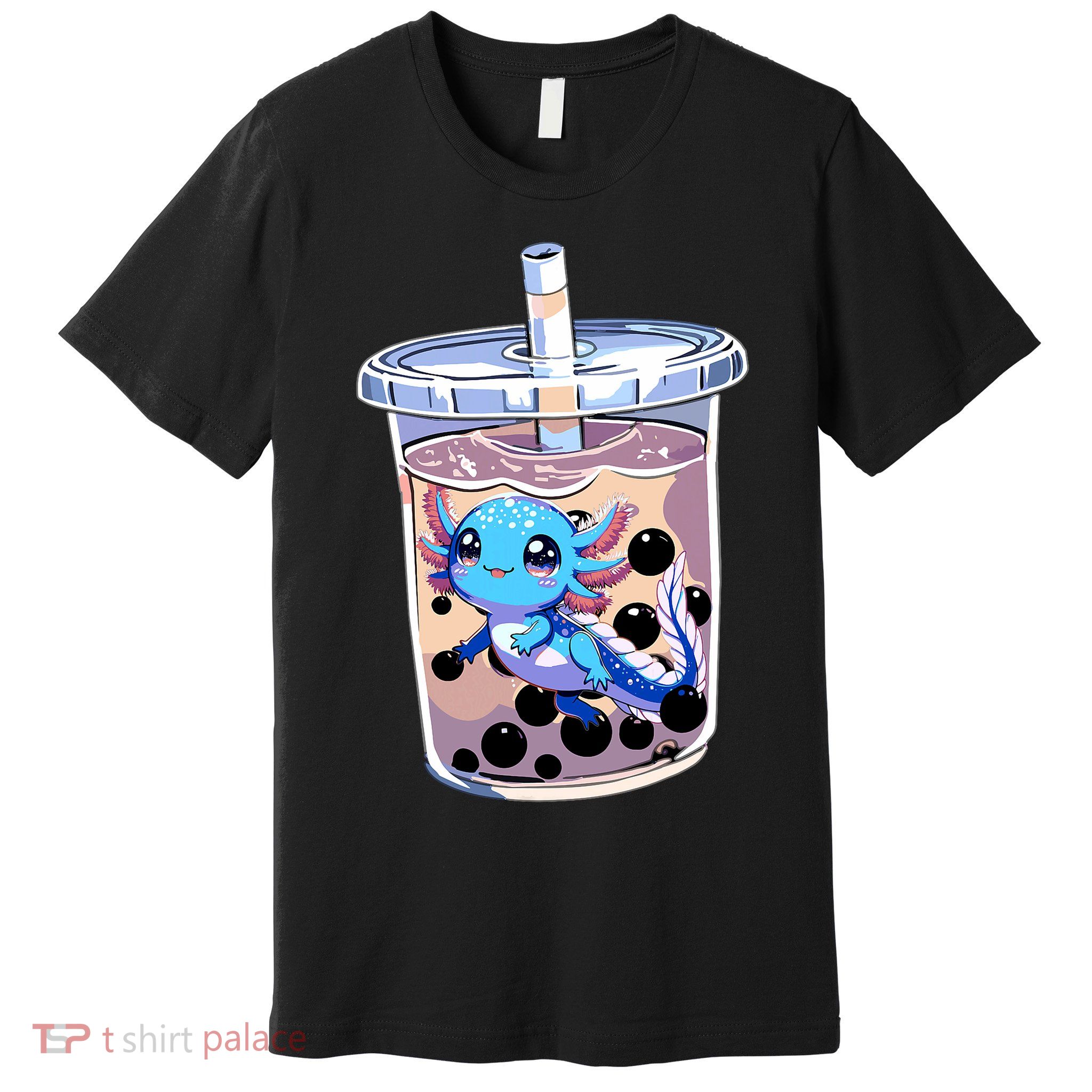 Boba Axolotl Kawaii Axolotl Bubble Tea Boba Premium T-Shirt