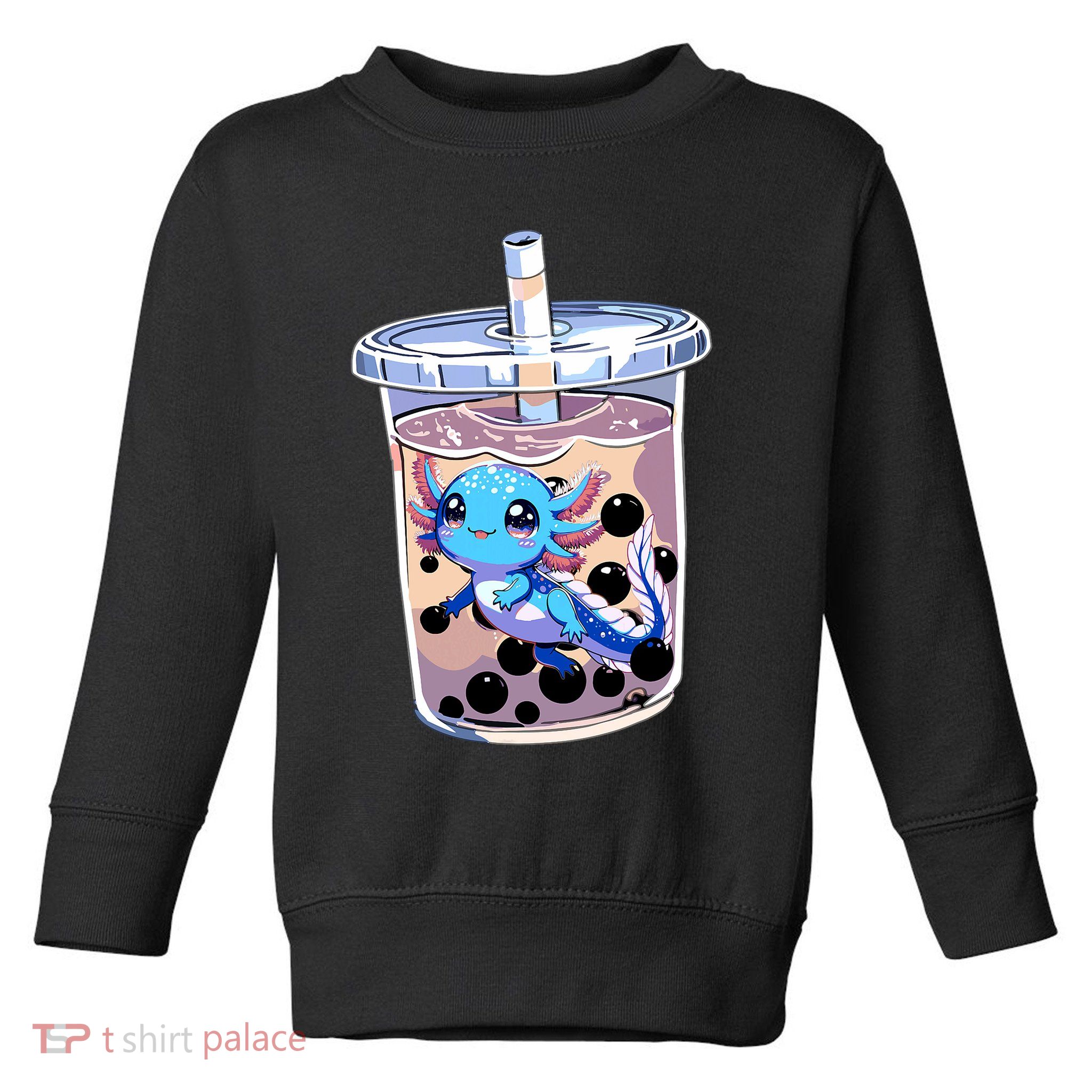 Boba Axolotl Kawaii Axolotl Bubble Tea Boba Toddler Sweatshirt