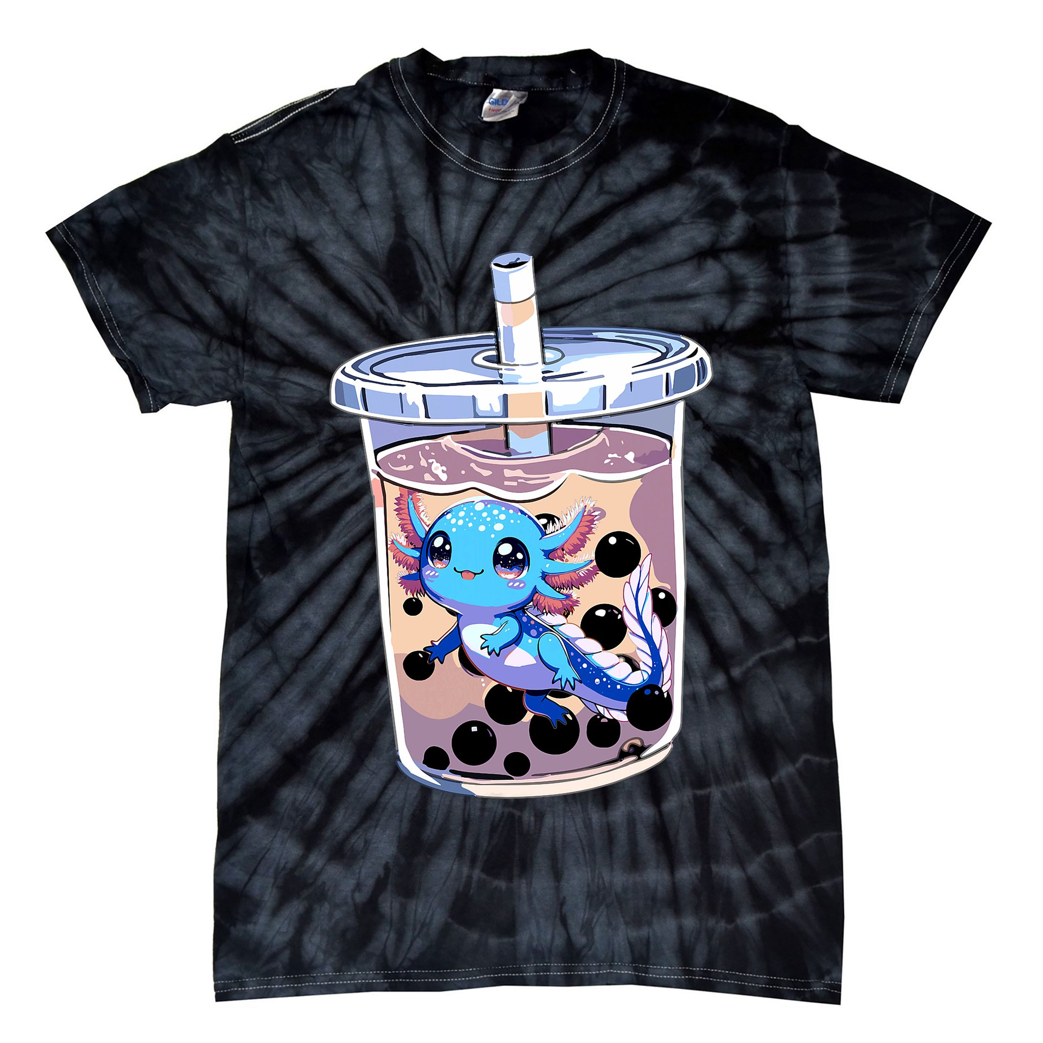 Boba Axolotl Kawaii Axolotl Bubble Tea Boba Tie-Dye T-Shirt