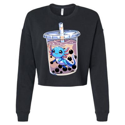 Boba Axolotl Kawaii Axolotl Bubble Tea Boba Cropped Pullover Crew