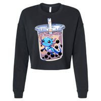 Boba Axolotl Kawaii Axolotl Bubble Tea Boba Cropped Pullover Crew