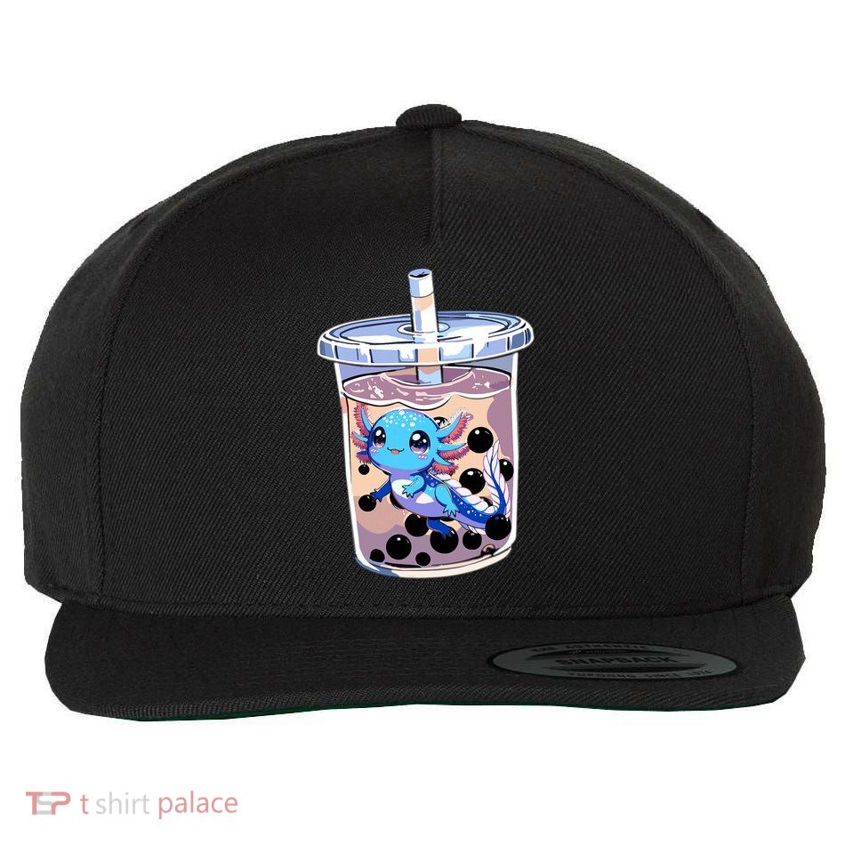 Boba Axolotl Kawaii Axolotl Bubble Tea Boba Wool Snapback Cap