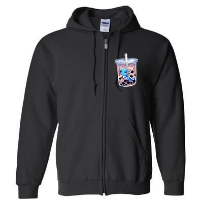 Boba Axolotl Kawaii Axolotl Bubble Tea Boba Full Zip Hoodie