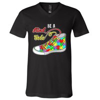 Be A Kind Sole Autism Awareness Puzzle Shoes Be Kind Gifts V-Neck T-Shirt