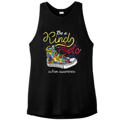 Be A Kind Sole Autism Awareness Puzzle Shoes Be Kind Cool Gift Ladies PosiCharge Tri-Blend Wicking Tank