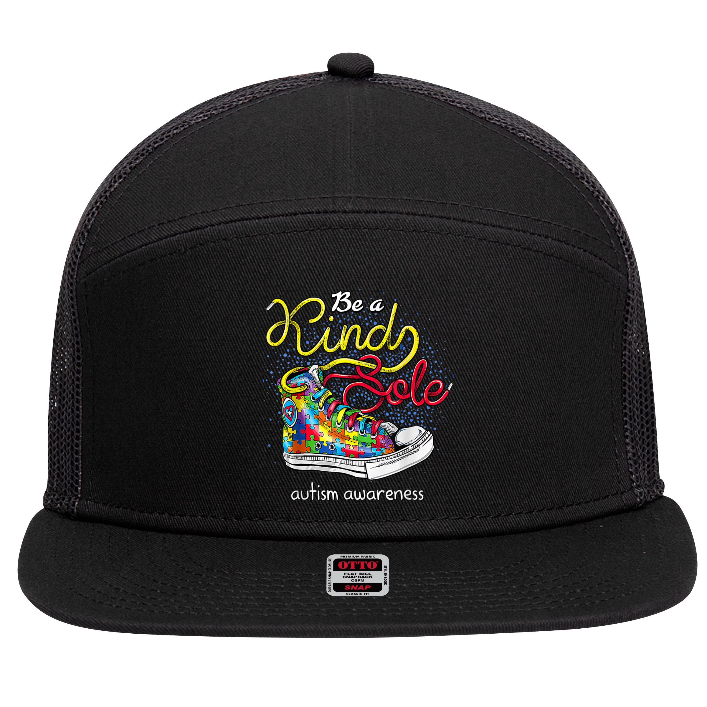 Be A Kind Sole Autism Awareness Puzzle Shoes Be Kind Cool Gift 7 Panel Mesh Trucker Snapback Hat