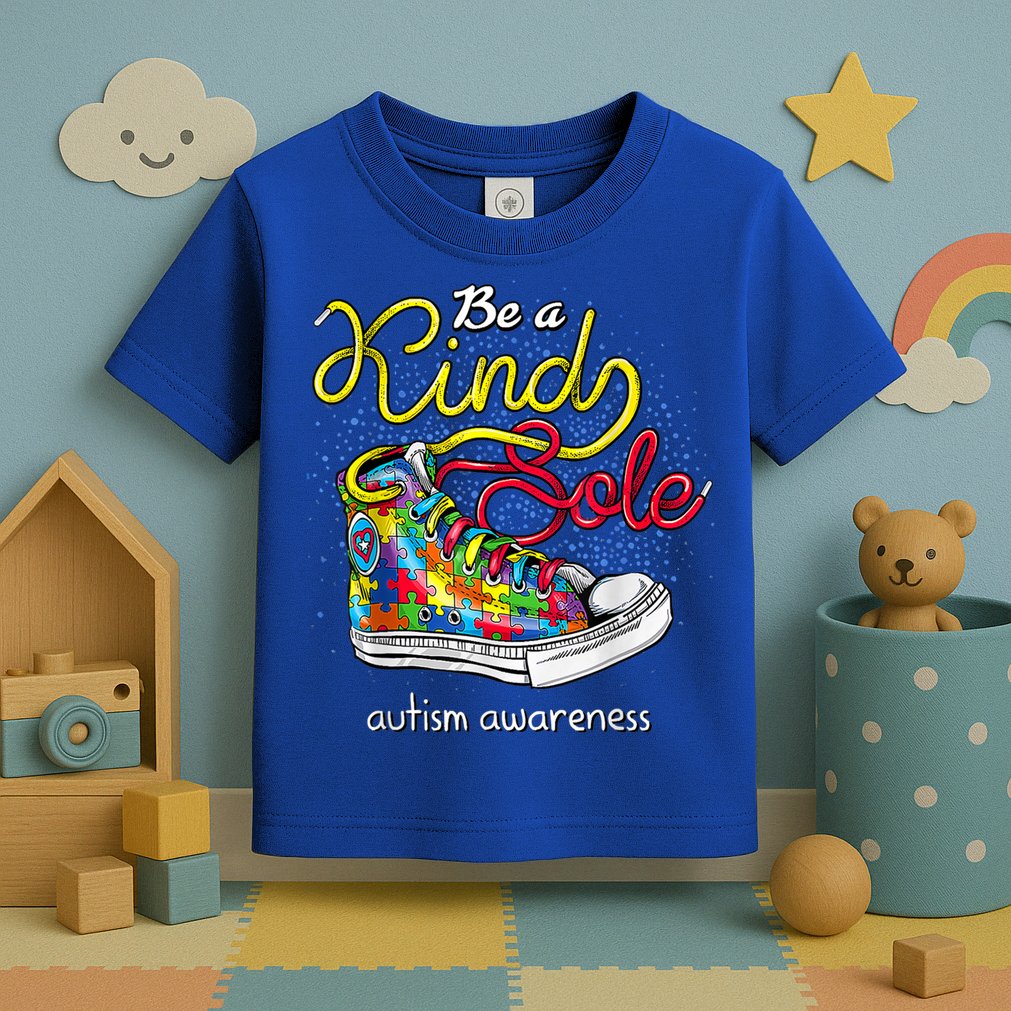Be A Kind Sole Autism Awareness Puzzle Shoes Be Kind Cool Gift Toddler T-Shirt