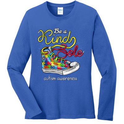 Be A Kind Sole Autism Awareness Puzzle Shoes Be Kind Cool Gift Ladies Long Sleeve Shirt