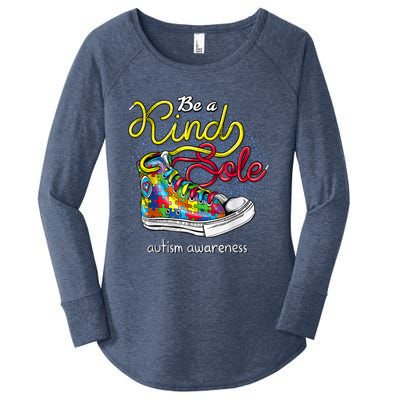 Be A Kind Sole Autism Awareness Puzzle Shoes Be Kind Cool Gift Women's Perfect Tri Tunic Long Sleeve Shirt