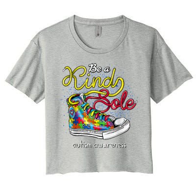 Be A Kind Sole Autism Awareness Puzzle Shoes Be Kind Cool Gift Women's Crop Top Tee