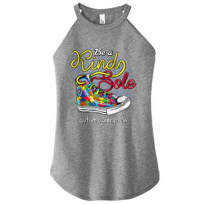 Be A Kind Sole Autism Awareness Puzzle Shoes Be Kind Cool Gift Women's Perfect Tri Rocker Tank