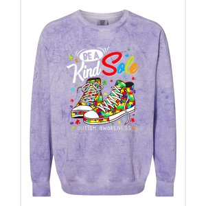 Be A Kind Sole Autism Awareness Rainbow Trendy Puzzle Shoes Colorblast Crewneck Sweatshirt