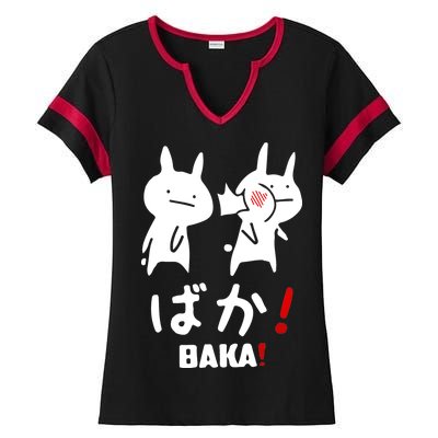 Baka Cute Anime Japanese Word Ladies Halftime Notch Neck Tee