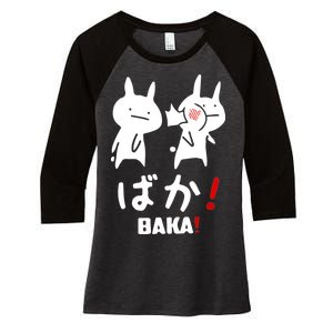 Baka Cute Anime Japanese Word Women's Tri-Blend 3/4-Sleeve Raglan Shirt