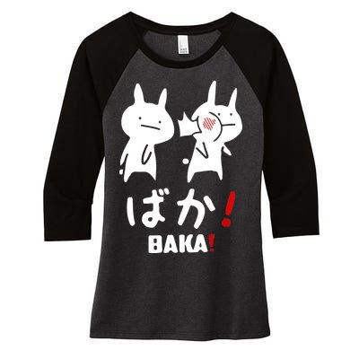 Baka Cute Anime Japanese Word Women's Tri-Blend 3/4-Sleeve Raglan Shirt