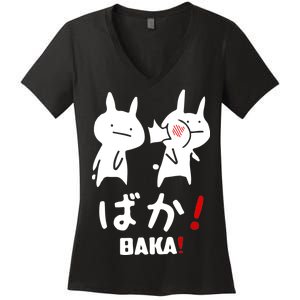 Baka Cute Anime Japanese Word Women's V-Neck T-Shirt