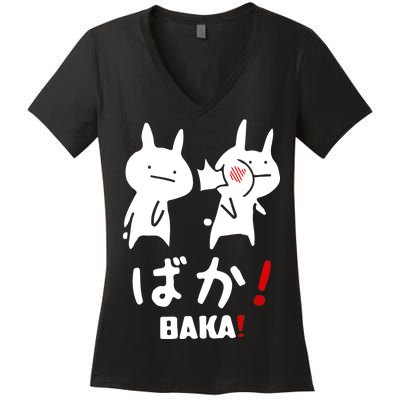 Baka Cute Anime Japanese Word Women's V-Neck T-Shirt