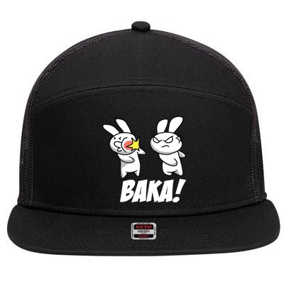 Baka! Rabbit Slap Funny Anime 7 Panel Mesh Trucker Snapback Hat