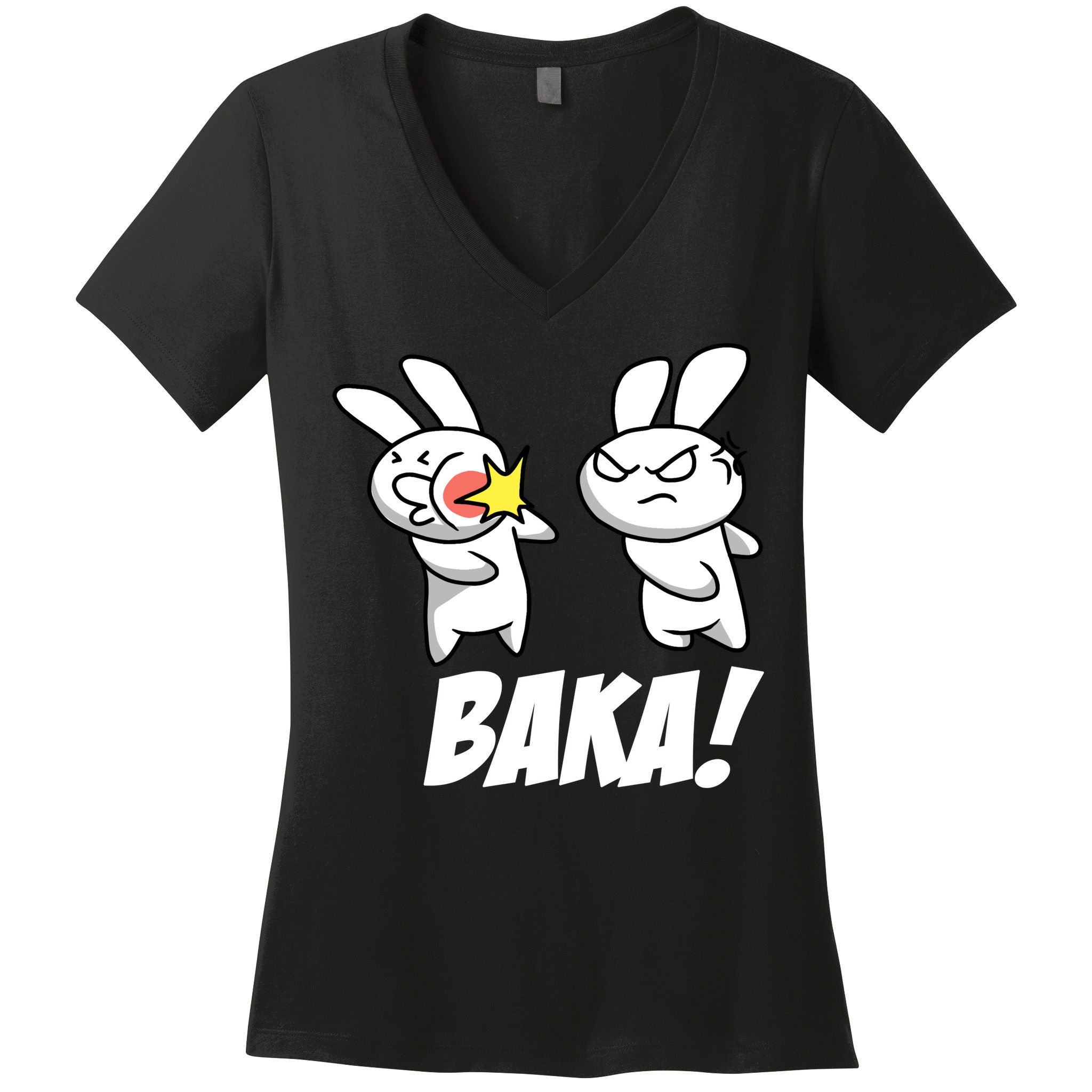 Baka! Rabbit Slap Funny Anime Women's V-Neck T-Shirt