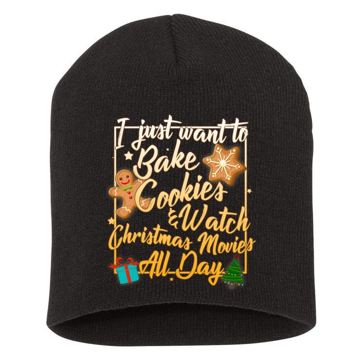 Bake Cookies Watch Christmas Movies Short Acrylic Beanie