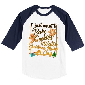 Bake Cookies Watch Christmas Movies Baseball Sleeve Shirt