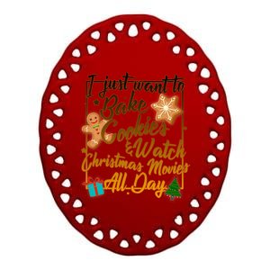 Bake Cookies Watch Christmas Movies Ceramic Oval Ornament