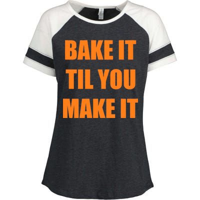 Bake it Til You Make It Cleveland Football Enza Ladies Jersey Colorblock Tee